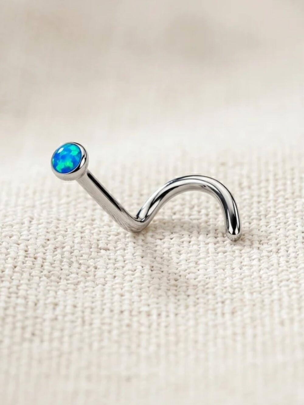 Blue Opal Curved Nose Ring Screw